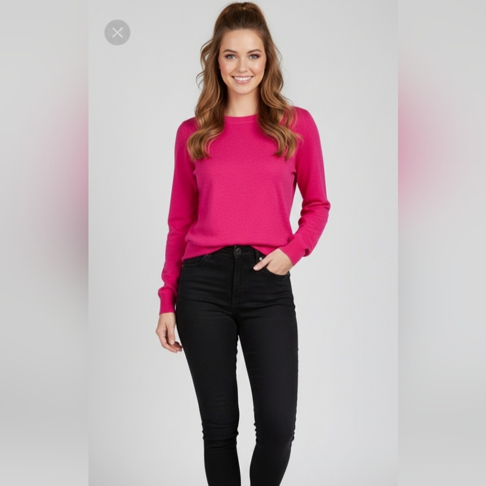 J. Crew Hot Pink Merino Wool Crew Blend Neck Women's XS Sweater